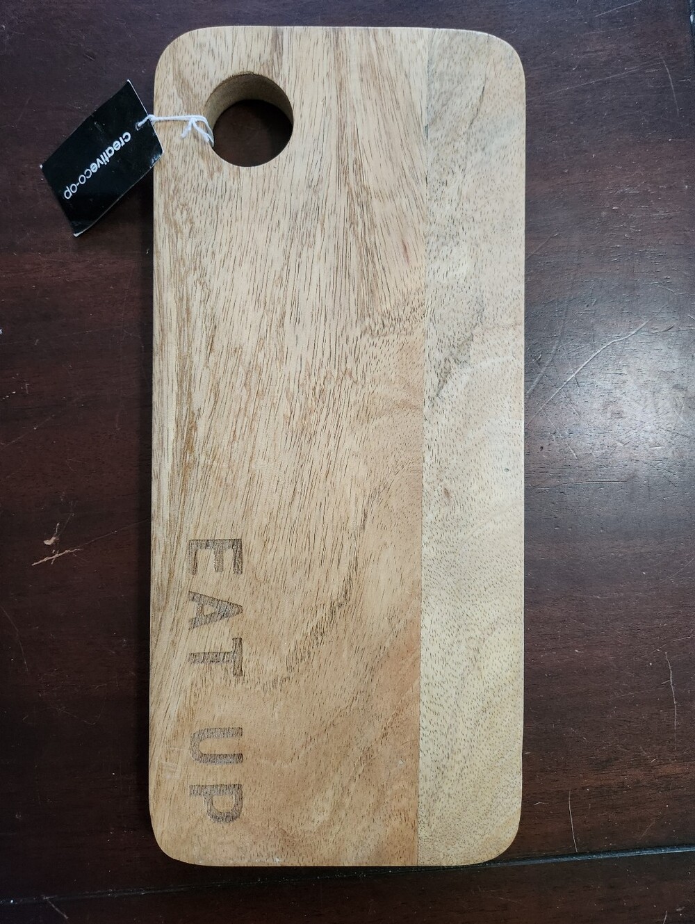 Creative Co-Op Mango Wood Cutting Board in Natural Brown